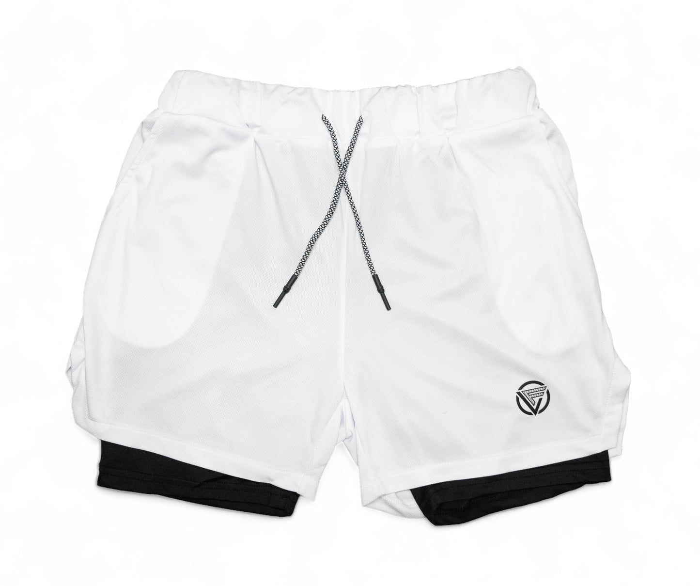 Dual Layer Training Shorts - White