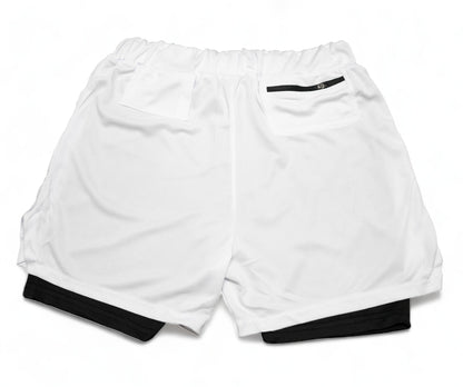 Dual Layer Training Shorts - White