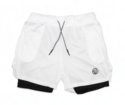 Dual Layer Training Shorts - White