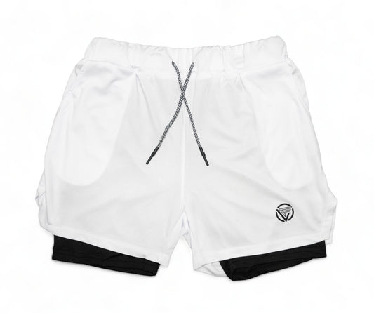 Dual Layer Training Shorts - White